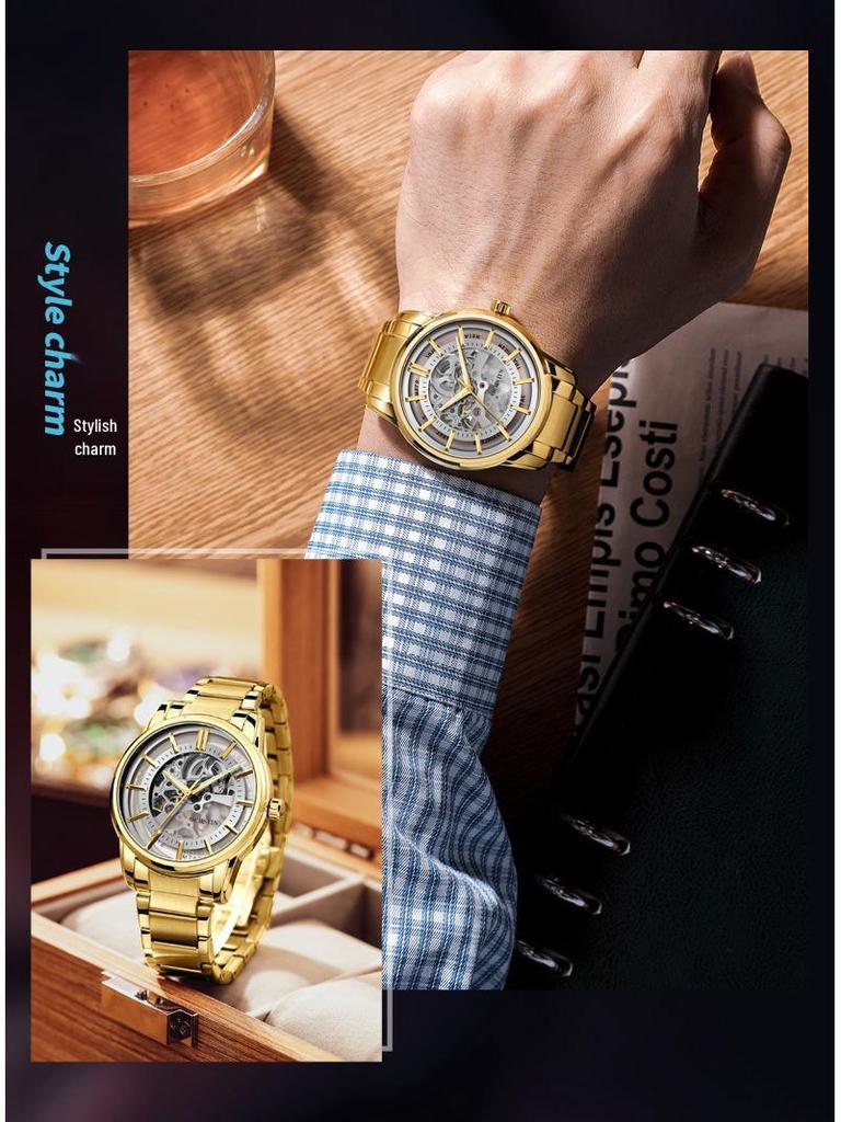 2023 Populární Pánské Tourbillonové Vodotěsné Automatické Mechanické Hodinky Black Warrior