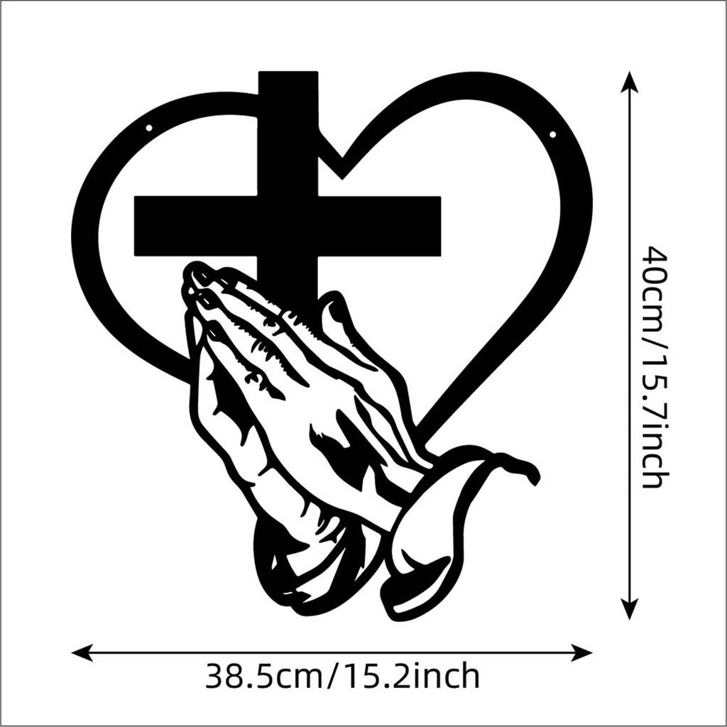 Christian Wall Sculpture Religion Spiritual Ornament Metal Heart Wall Art Decoration For Dining Room Entryway Living Room Patio