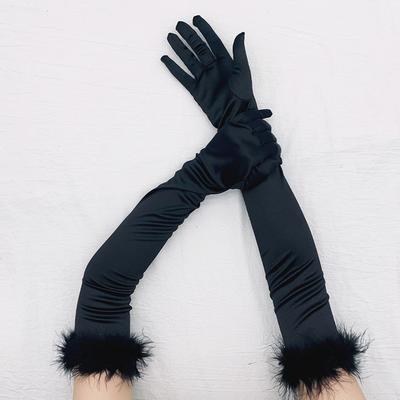 Dámské 55cm Dance Party Vintage společenské rukavice dlouhé nadýchané sexy cosplay