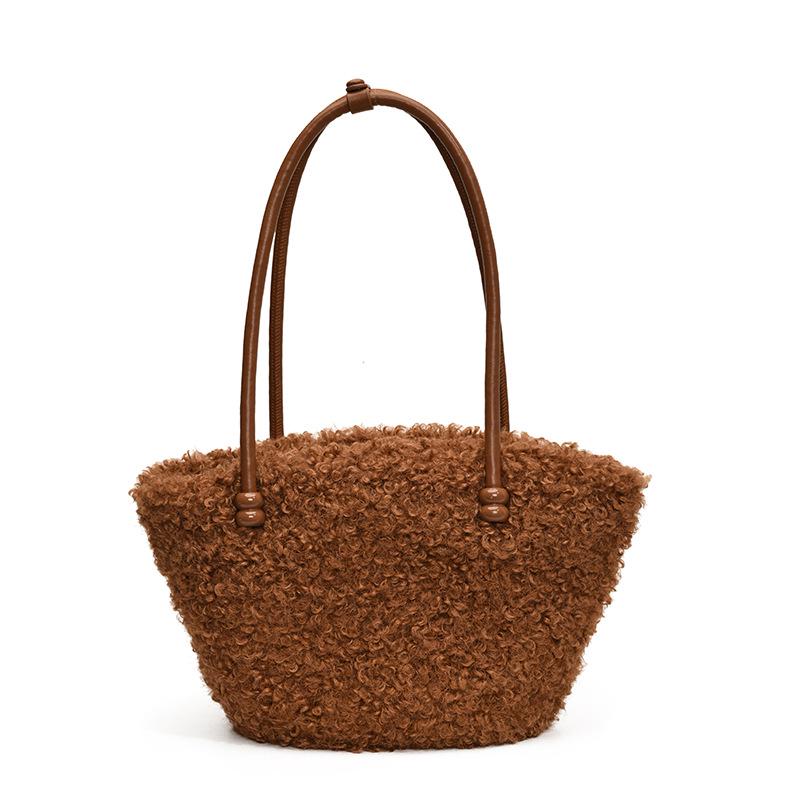 Handtas van nep lamswol in Koreaanse stijl - Pluizige niche design schouder- & okseltas voor herfst/winter