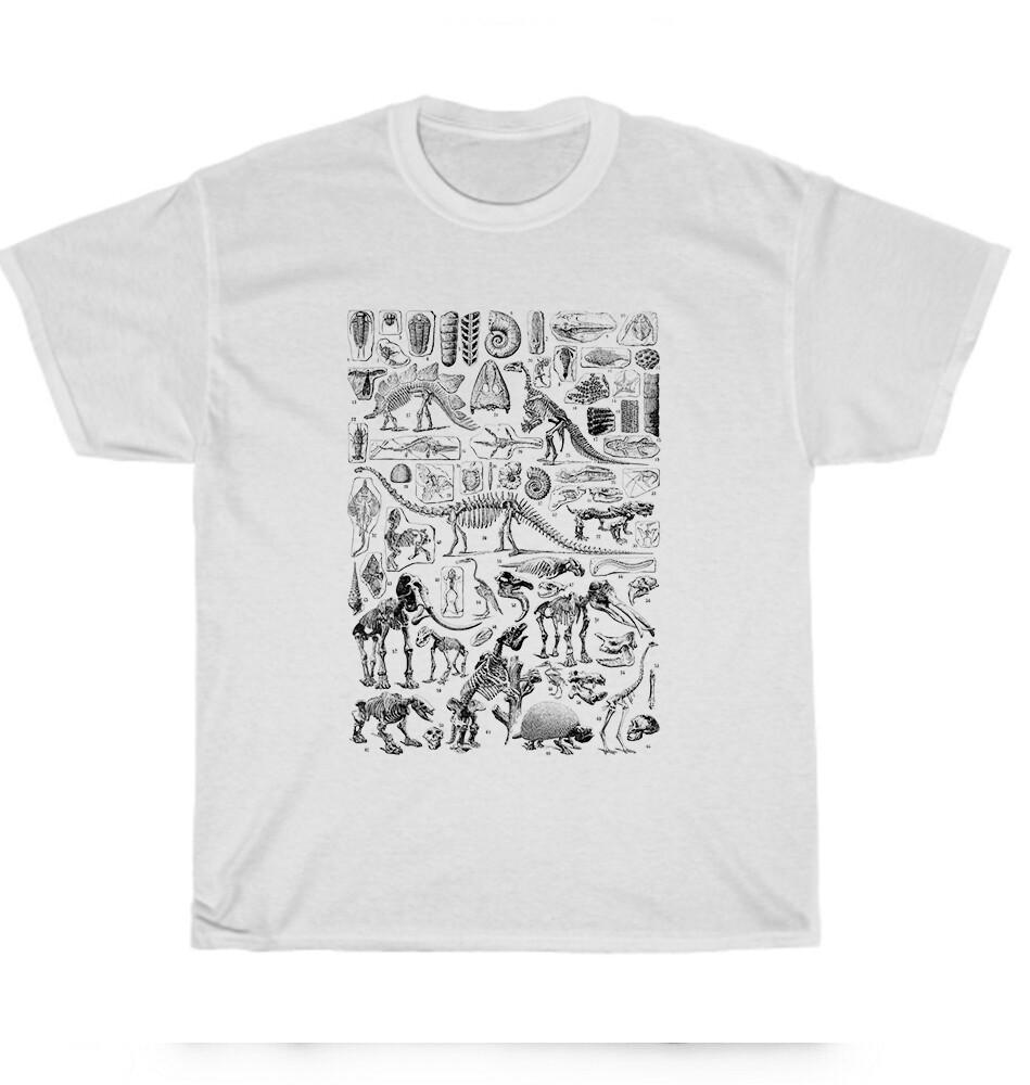 Винтажная футболка с ископаемыми динозавров, палеонтология, Юрский период, унисекс, подарок S