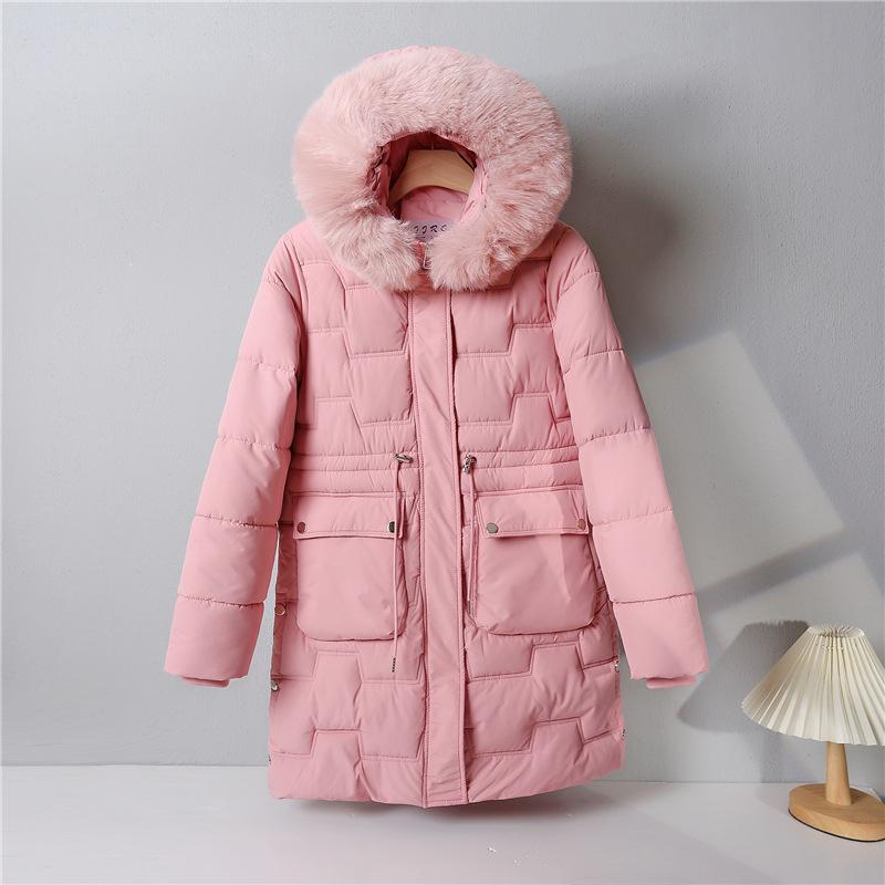 Cotton-padded Loose Large Fur Collar Women's Hooded Long Down Cotton-padded Jacket Winter Padded Winter Coat