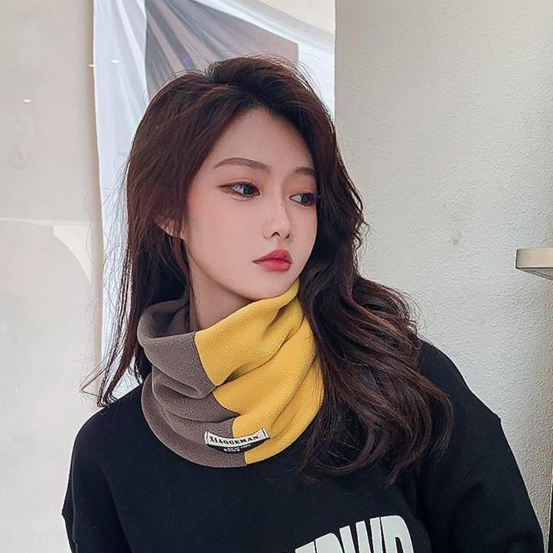 Winter Double-Layer Thick Warm Scarf Outdoor Cycling Men And Women Color Matching Cold-Proof Scarf
