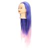 Long Hair Mannequin Head Synthetic Fiber Blue Pink Gradient Portable Cosmetology Mannequin