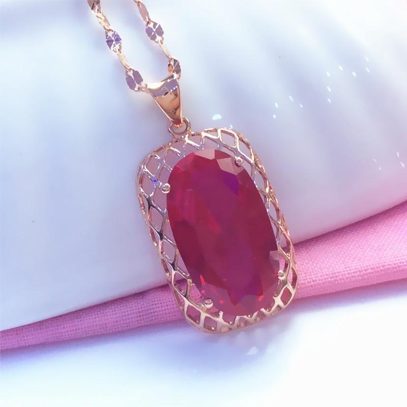 Purple Gold Mesh Redstone Pendant Simple Luxury Fashion Women S Rose Gold Plated Collarbone Chain