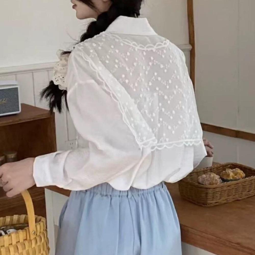 Embroidery Flower Fake Collar Shawl Translucence Protect Neck Scarf Lace Neck Guard Scarf  Female