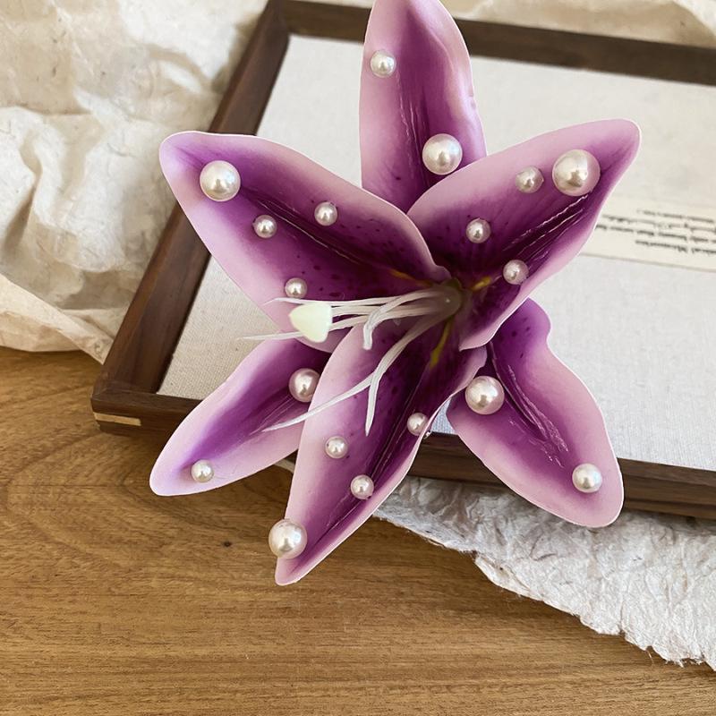 Fairy Chiffon Pearl Flower Tassel Hair Clip - Vacation Style Duckbill Bangs Accessory