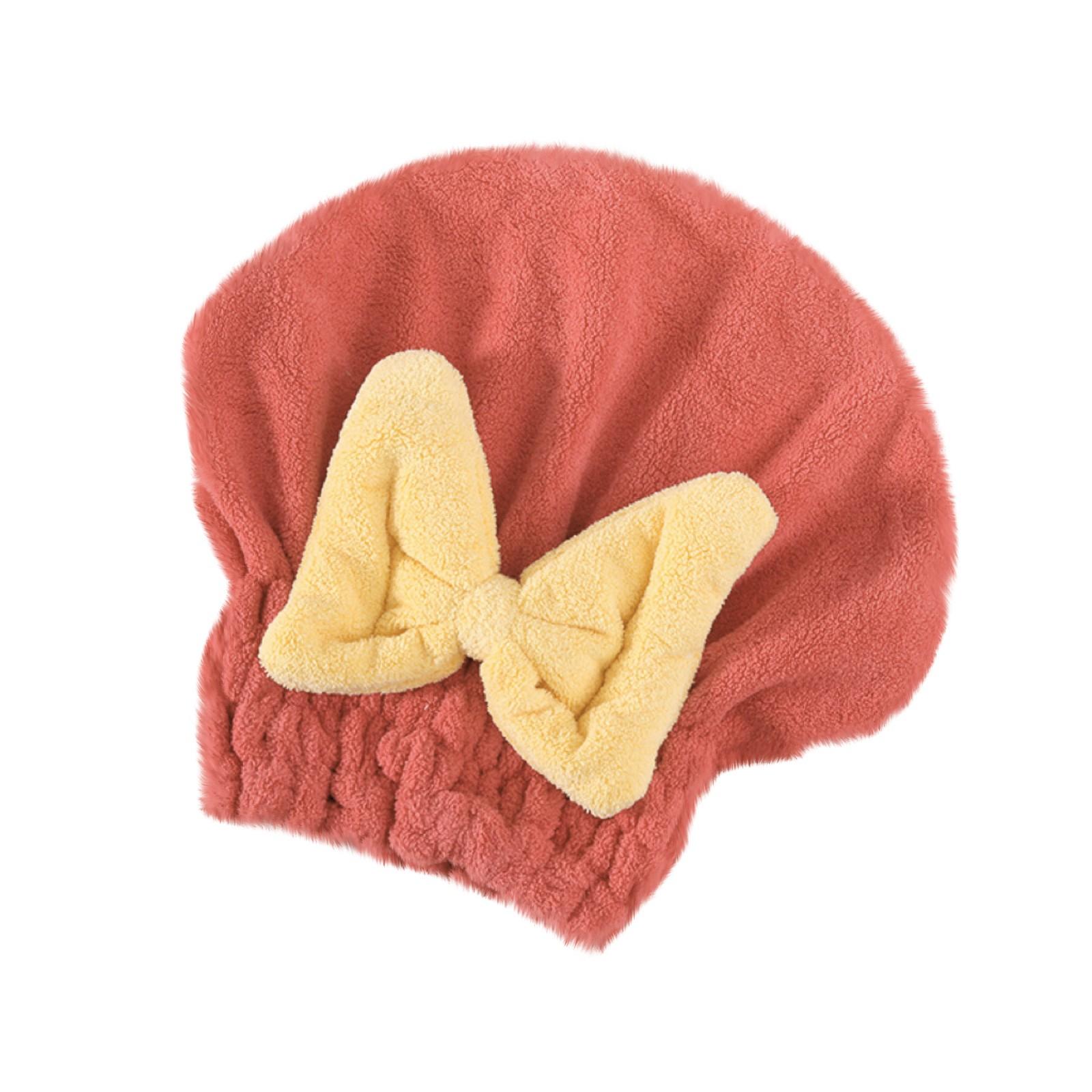 

Шапочка для волос с бантом, суперабсорбирующая, быстросохнущая, кораллового цвета, бархатная, принцесса, шапочка для душа, женская, утолщенная, для сухих волос, полотенце для головы с функцией свободного обдува One Size красный