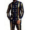 Spot TEMU Casual African Glossy Print Men's Ethnic Long-sleeved Trousers Set 2-piece Set
