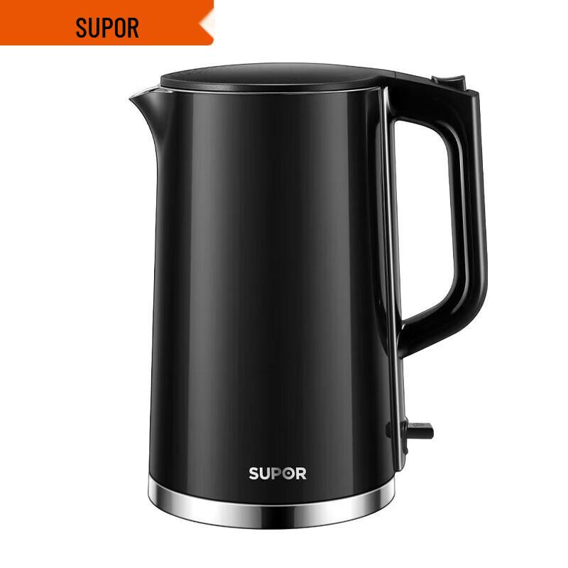 SUPOR 1.7L 316L Stainless Steel Double-Layer Electric Kettle CN plug (adapter included)