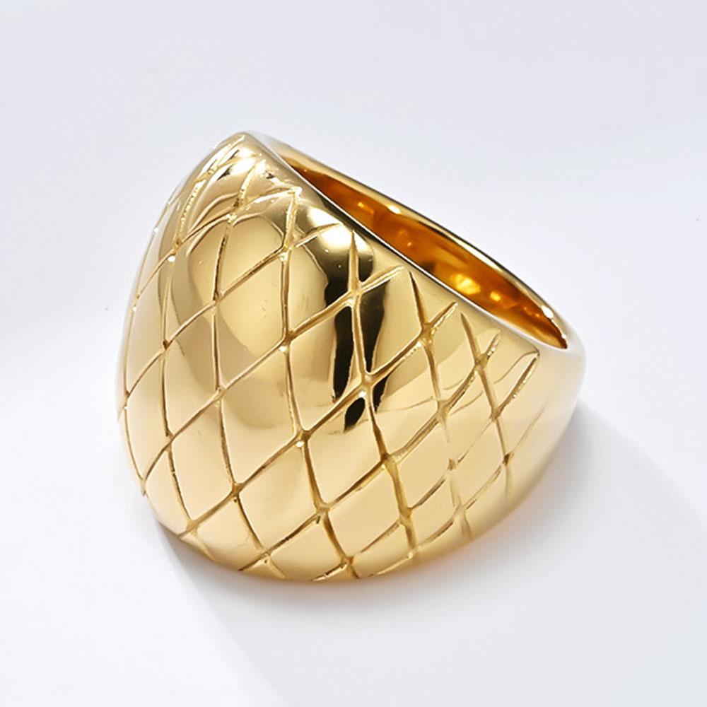 Gittermuster Hochwertiger Vergoldeter Ring Weibliches Temperament Design Schlicht und Modisch Handschmuck