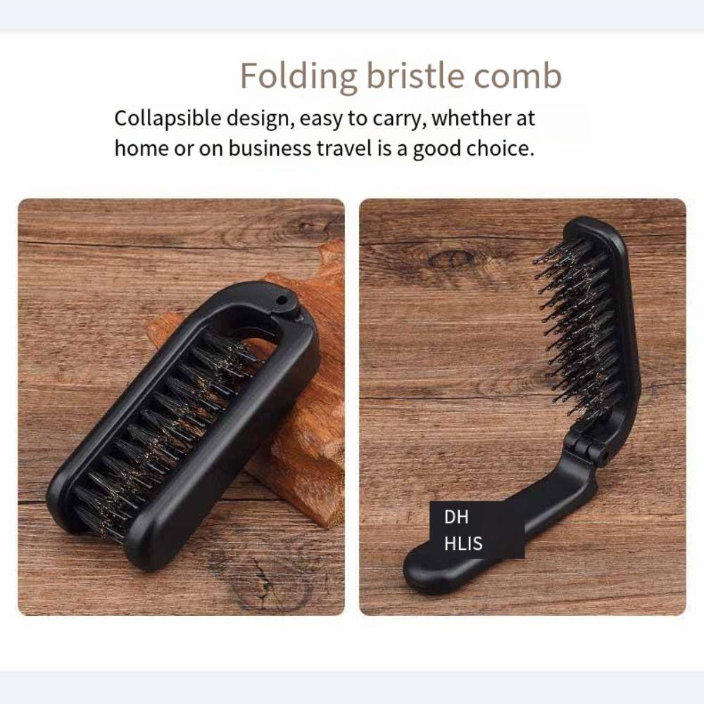 Straight Curly Hair Dual Use Eyebrow Comb Massage Comb Beard Brush Folding Comb Straight Roll Comb