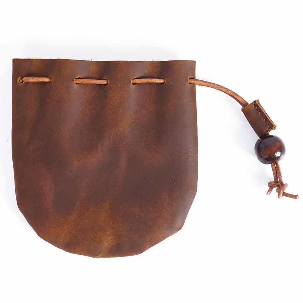 Vintage Läder Kohud Dragsko Myntväska - Liten Clutch Plånbok