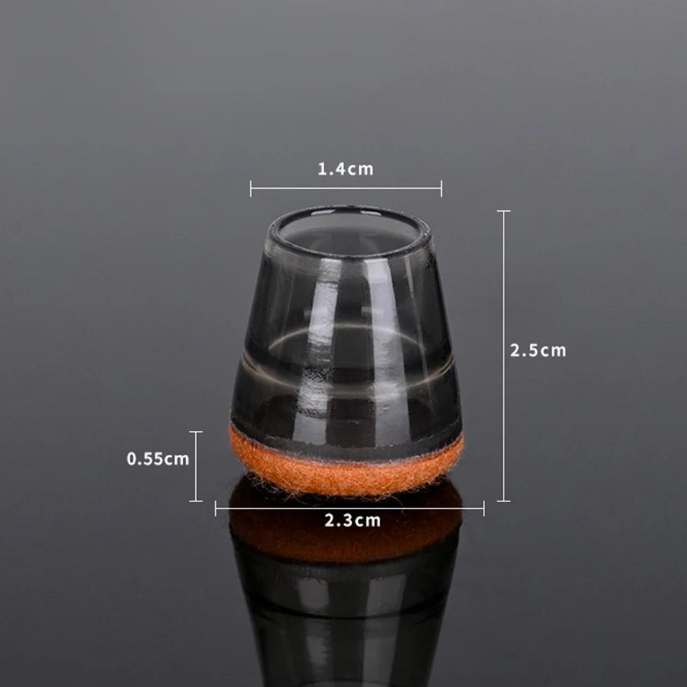 Table Chair Leg Protectors Caps Clear Round for Furniture Legs Cover Floor Sliders Non Slip Scratch Reduce Noise with Felt Pads