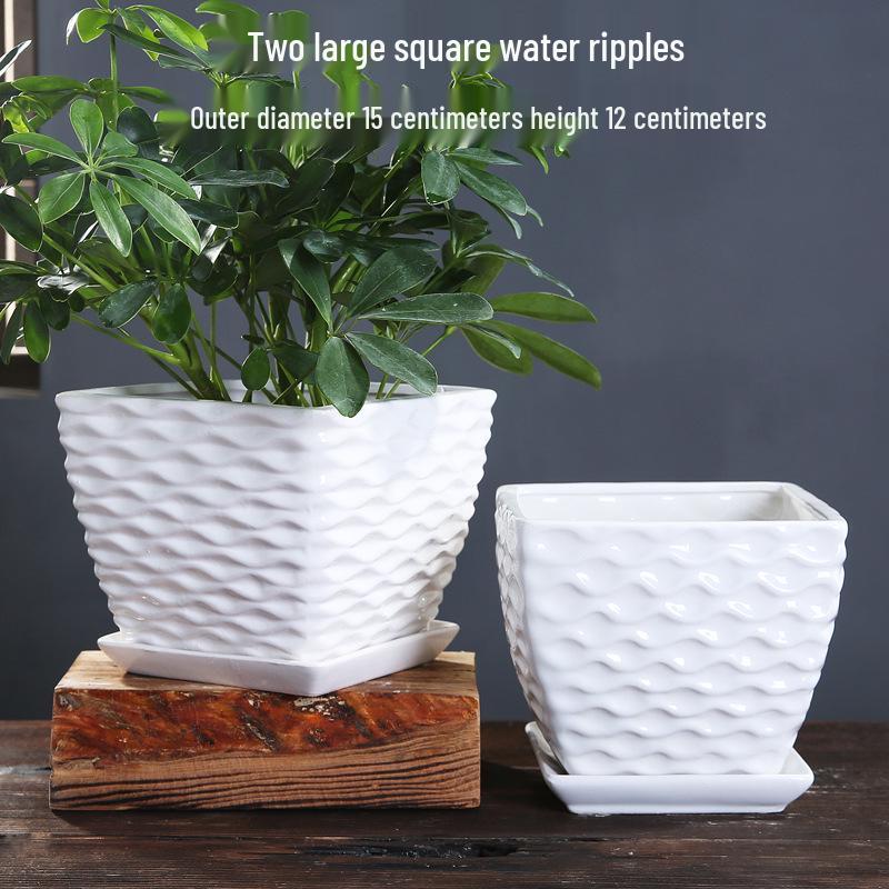 Elegant White Ceramic Flower Pot with Tray - Ideal for Ivy, Spider Plants, and Succulents