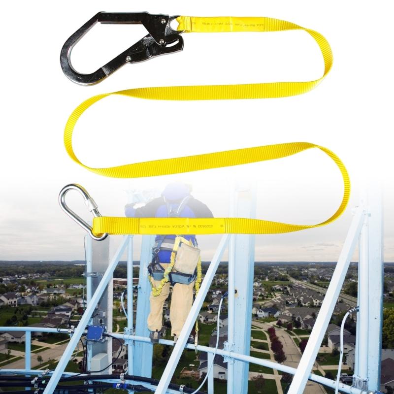 652F Steel Hook Safety Belt 180cm Not Fall Harness Lightweight Steel Climbing Rope for Outdoor Activity & Roofing Job