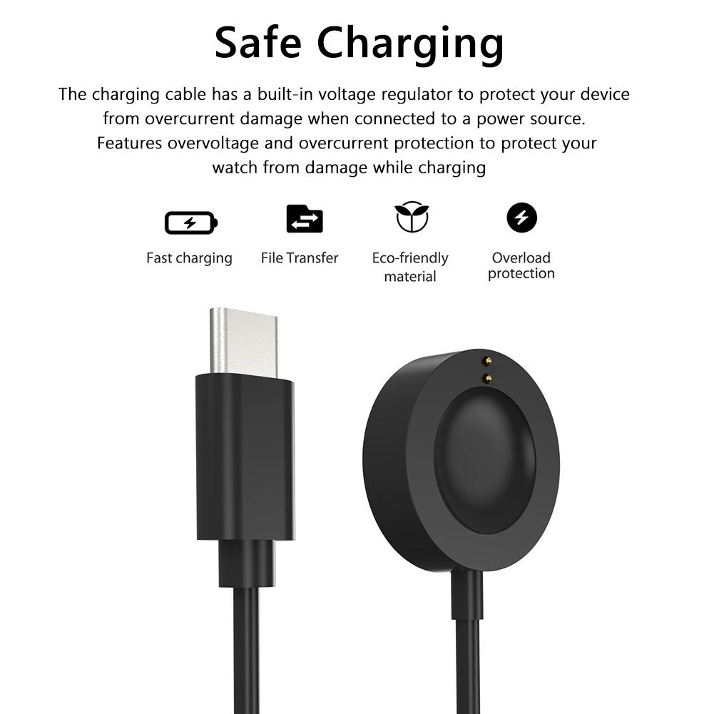 1M USB Type-C Magnetic Fast Charge Charger Dock For Fossil Gen 6 / Fossil Gen 4 / Fossil Gen 5 Smart Watch Charging Cable