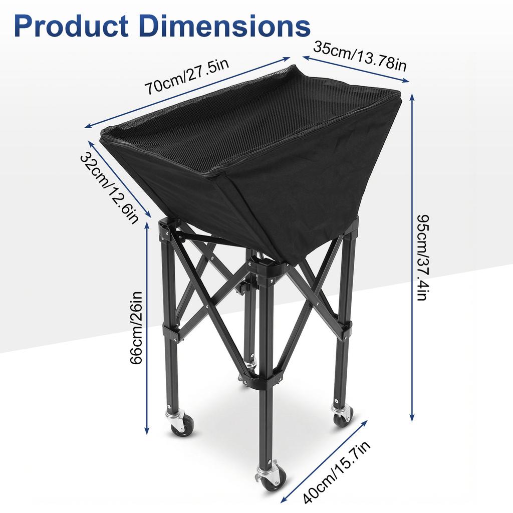 Collapsible Hammock Ball Cart with Wheels Volleyball Wheeled Cart Large Capacity for Garage Or Gym