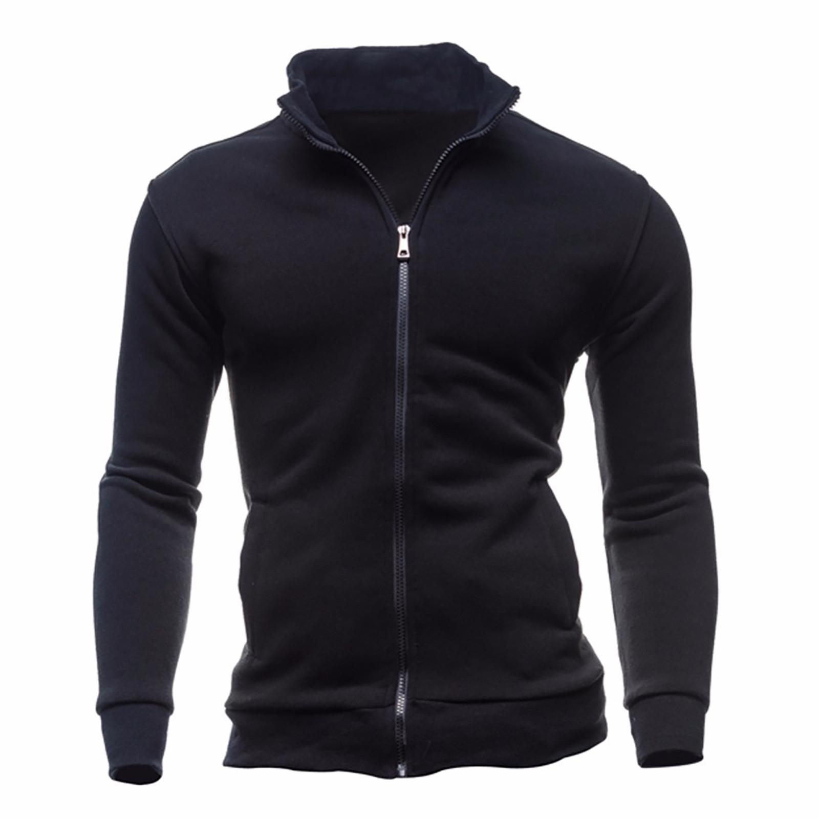 

Men s Winter Leisure Sports Cardigan Zipper Sweatshirts Tops Jacket Coat XXXL чорний