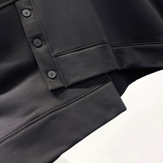 Women Solid Color Sweatshirt Half Sleeve Irregular High Collar Long Hem Pullover Tops Buttons Decor Tops Streetwear