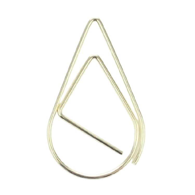 100 Pcs Creative Paperclip Metal Decorative Paper Clips Water Drop Shape Paper Clips Bookmarks Holders for Office School