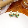Vintage Style Ethnic Earrings, Colorful Green Heart Stud Earrings for Vacation