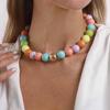 Solid Color Acrylic Bead Necklace Sweet Candy Colored Bead Fashion Cute Bohemian Handmade Colorful Collarbone Chain