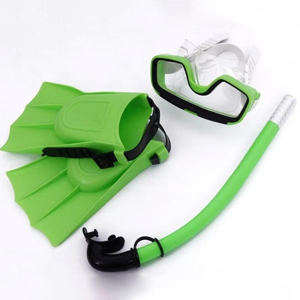 

PVC Swimming Goggle Masks Adjustable Snorkel Fins Kit Children Diving Mask Set Diving Accessories зелёный