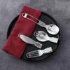 Portable Picnic Stainless Steel Utensils Folding Tableware Cutlery Spoon Spork Fork