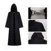 Wizard's Cloak Black Long Hooded Cape With Metal Snap Closure Retro Loose-fitting Clothes Halloween Costume For Men And Women