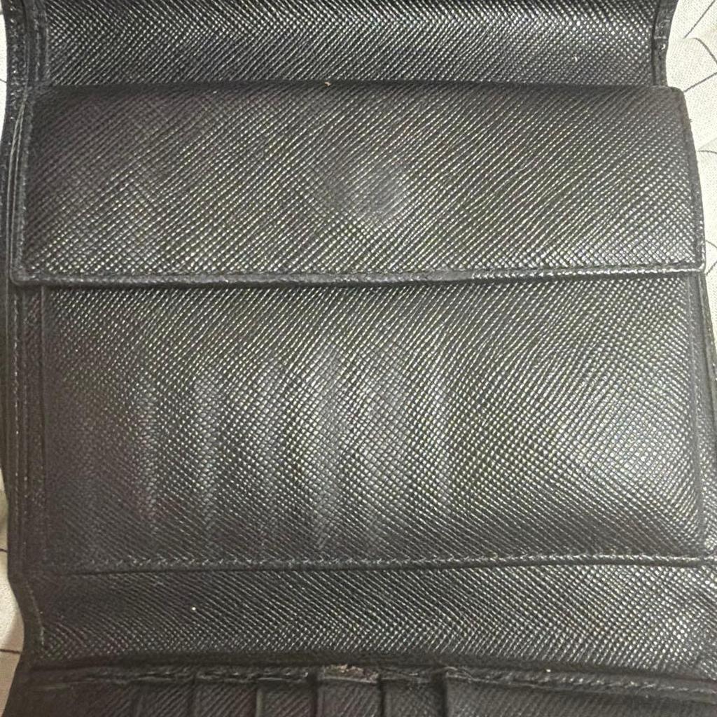 Used PRADA Black Saffiano Leather Bi-fold Wallet