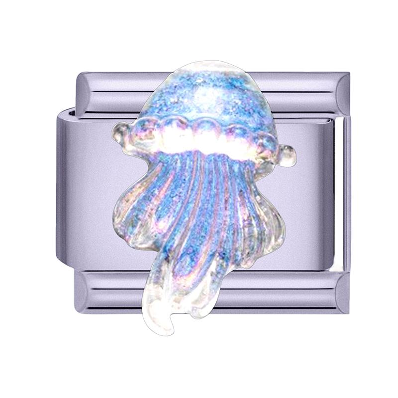 Y2K Purple Series Bow Candy Heart Flower Shiny Italian Charm Links Fit 9MM Stainless Steel Bracelet Girls' DIY Making Jewelry