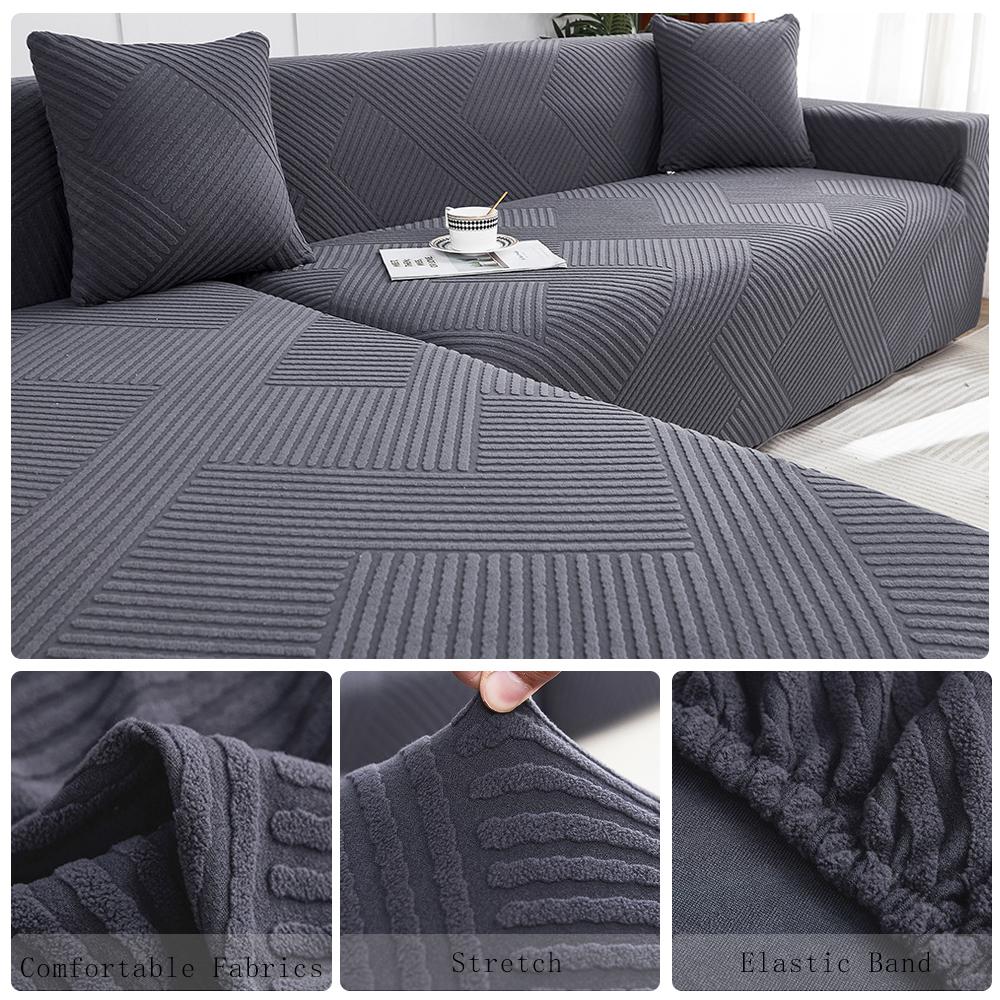 Elasticized Jacquard Sofa Slipcovers Soild Colour Dust Proof Sofa Covers L Shape Sofa Guard Designed For Living Room Office Couch Covers