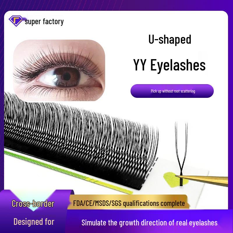 

New Natural U-Shaped YY-Type Soft False Eyelashes with Secure Roots 15mm