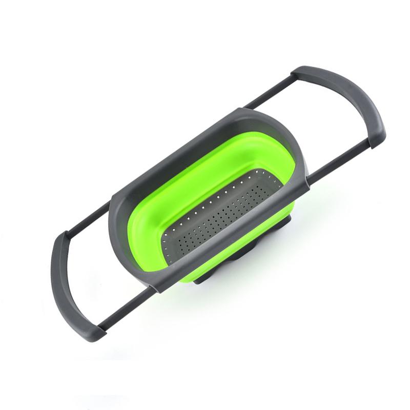 Silicone Collapsible Colanders Over the Sink Colander Strainer With Extendable Handles for Pasta Vegetables and Fruits