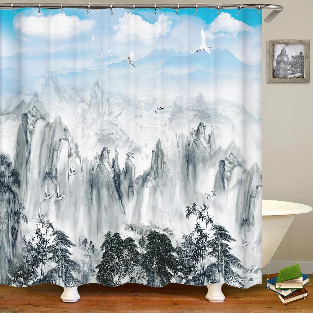 3d Shower Curtain Japanese style landscape Waterproof Bathroom Curtain With Hooks Home Decoration Washable Polyester Bath Screen