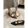 Pointed Head Shallow Mouth Mary Jane Shoes Autumn Shoes One-word Strap with Skirt Thick Heel Single Shoes