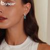 BAMOER 925 Sterling Silber Kette Ohrschnallen Blau und Grün Turmalin Creolen für Frauen Party Elegent Edlen Schmuck