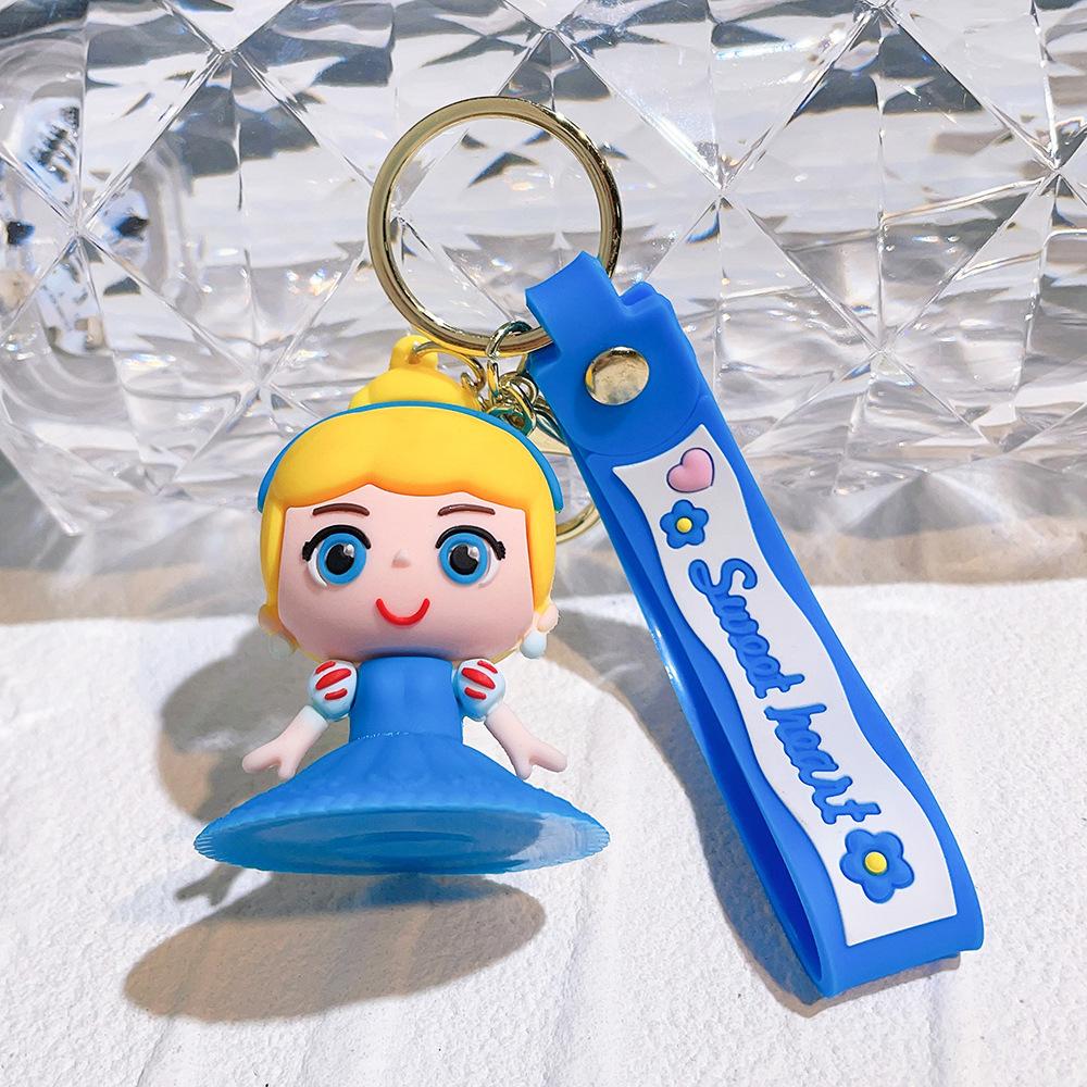 Snow White Elsa Alice Pendant Keychain Cartoon Phone Bag Mermaid Princess Key Chain Jewelry Kids Fans Gifts