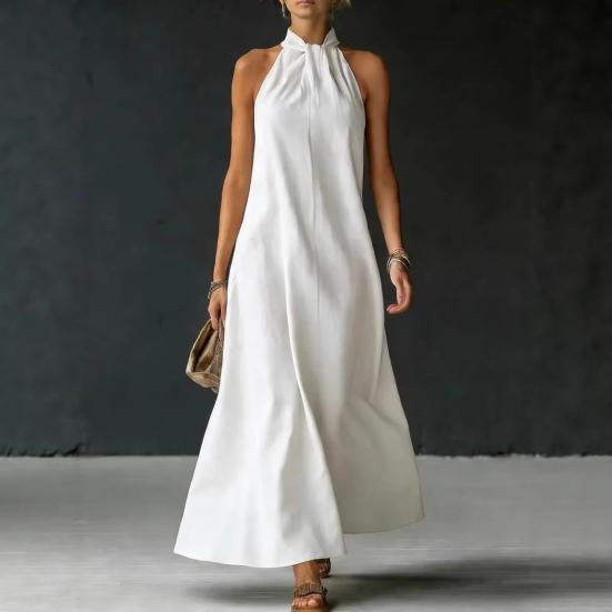 Rochie Maxi de Vară pentru Femei Fără Mâneci cu Gât pe Gât A-line Lungă Casual Fluidă pentru Plajă Vacanță Rochie de Soare