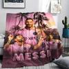 1 ks Flanelová deka s potiskem Messi, Vysoce kvalitní, Pro všechna roční období, Domácí dekorace, Teplo a pohodlí, Perfektní jako vánoční dárky