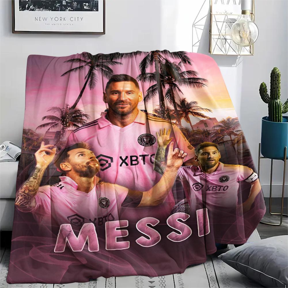 1 ks Flanelová deka s potiskem Messi, Vysoce kvalitní, Pro všechna roční období, Domácí dekorace, Teplo a pohodlí, Perfektní jako vánoční dárky