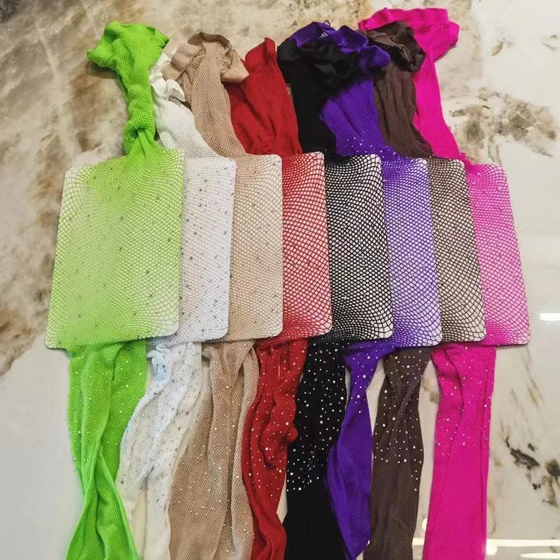 Summer Fishnet Diamond Pants Children'S Tight Fitting Pantyhose Baby'S Cute Sparkling Hollow Latin Dance Leggings Girl'S Gift