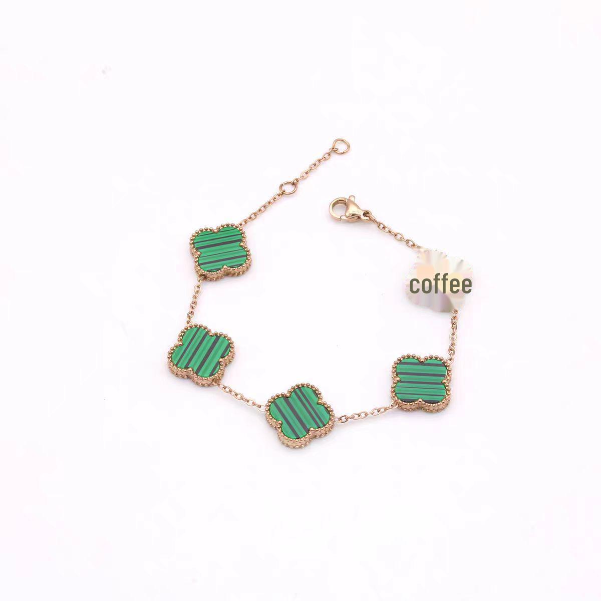 

Элегантный браслет из нержавеющей стали Четырехлистный клевер для мамы и дочери - Высококачественный, не тускнеющий AVE зелёный