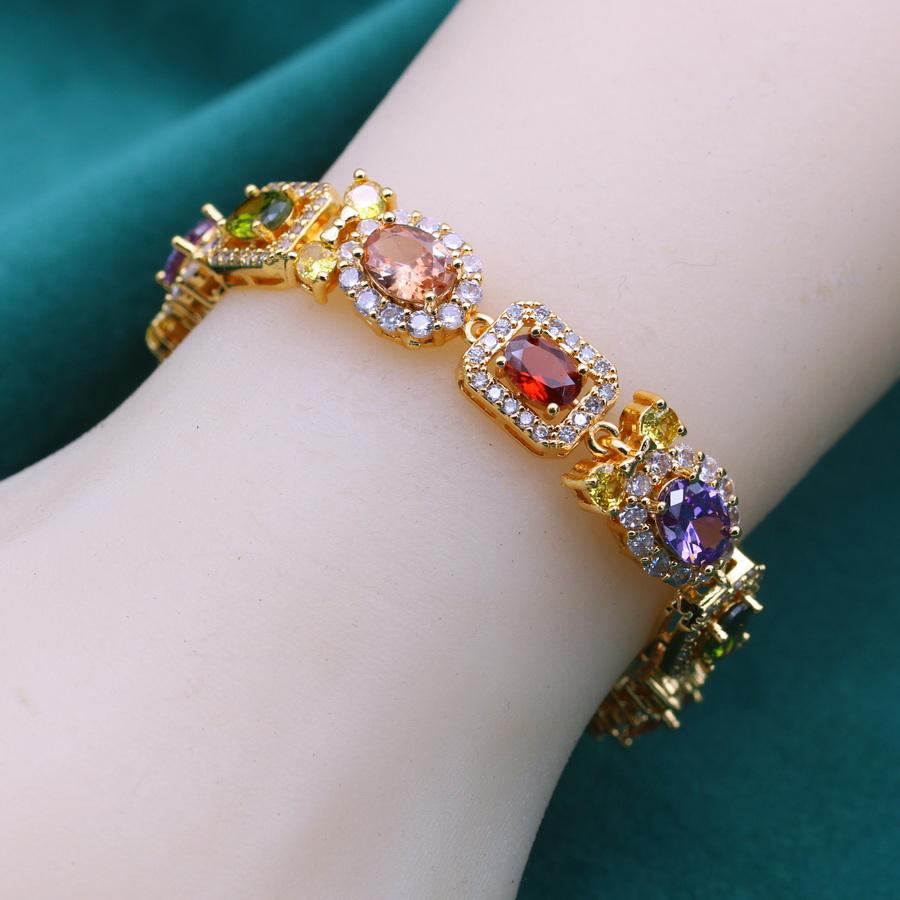 New Retro Style Multicolor Zirconia Bracelet,  Golden-Plated,  Elegant Daily Wear And Gift Giving, Christmas Gift