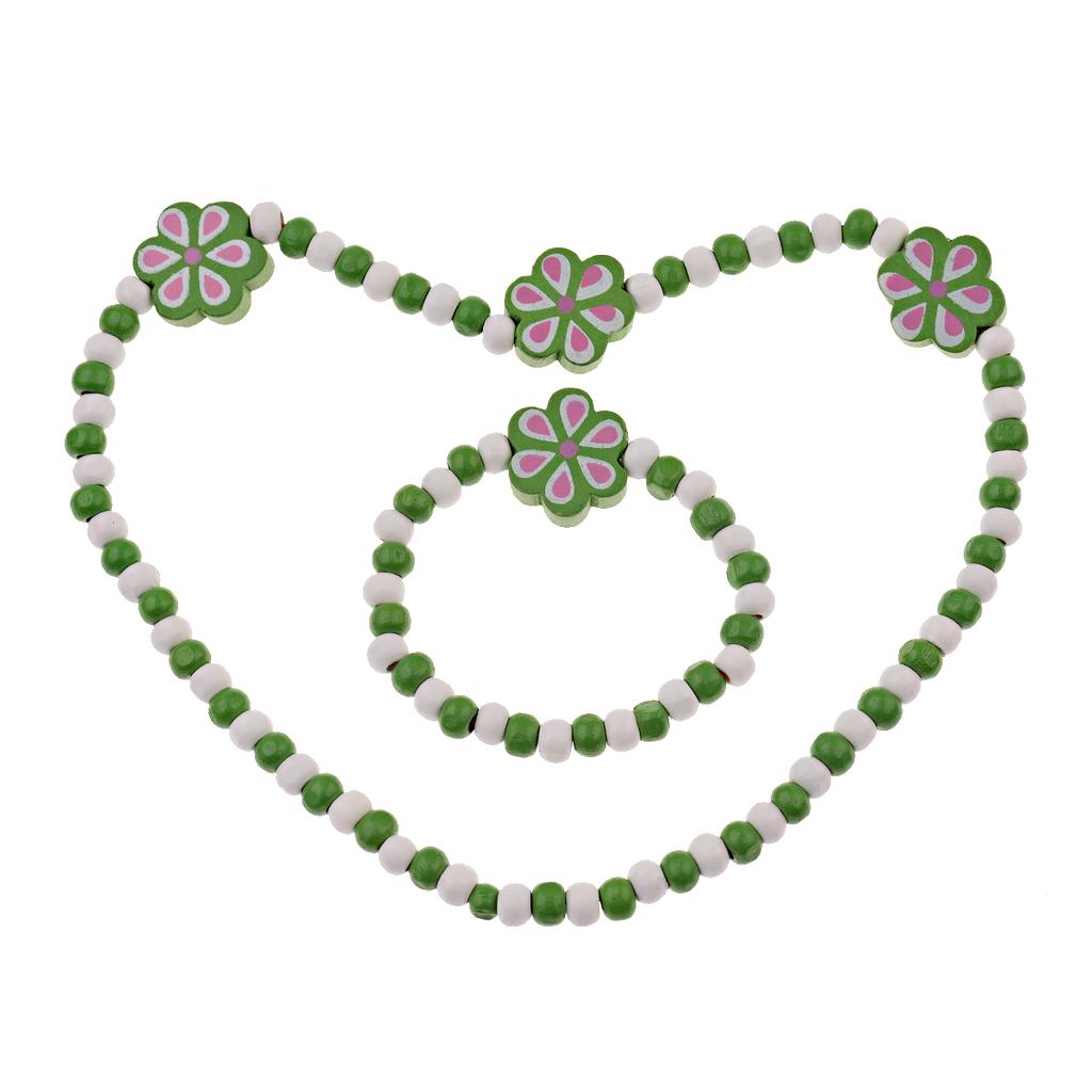 TopHanqi Girls Zircon Sets Cute Animal Butterfly Wood Beads Necklace Bracelet Set For Kids Children Girls Birthday Party Gift