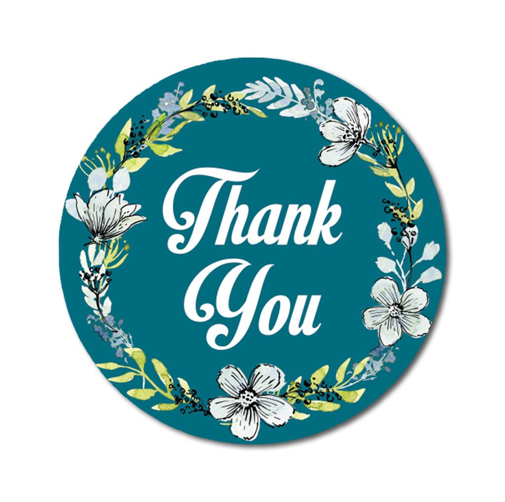 Darling Souvenir 1.6 Inches Round Daffodil Wreath Elegent Personalized Black Thank You Stickers-45