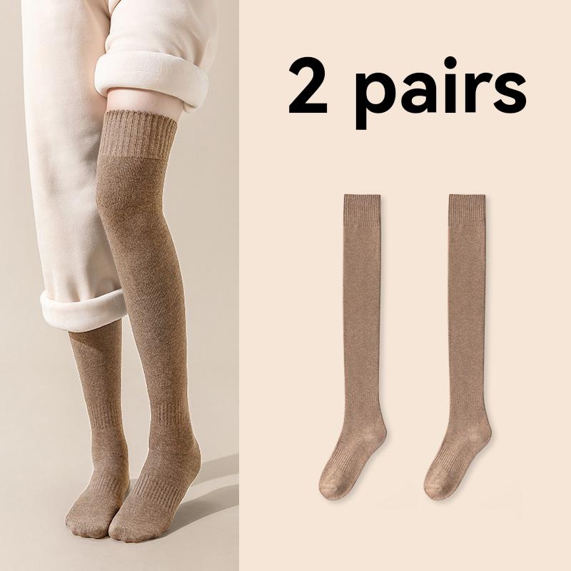 Women Soft Wool Long Socks Autumn Winter Cashmere Solid Knitted Stocking Skinny Casual Knee High Warm Thicken Girls Socks Medias