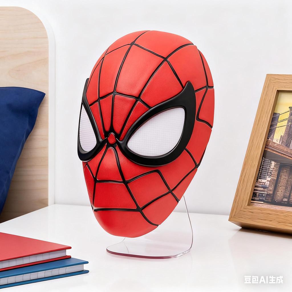 Spiderman Mask Light - Officially Licensed Disney Merchandise or Marvel USB Powered Gift for Multiverse Fans Red