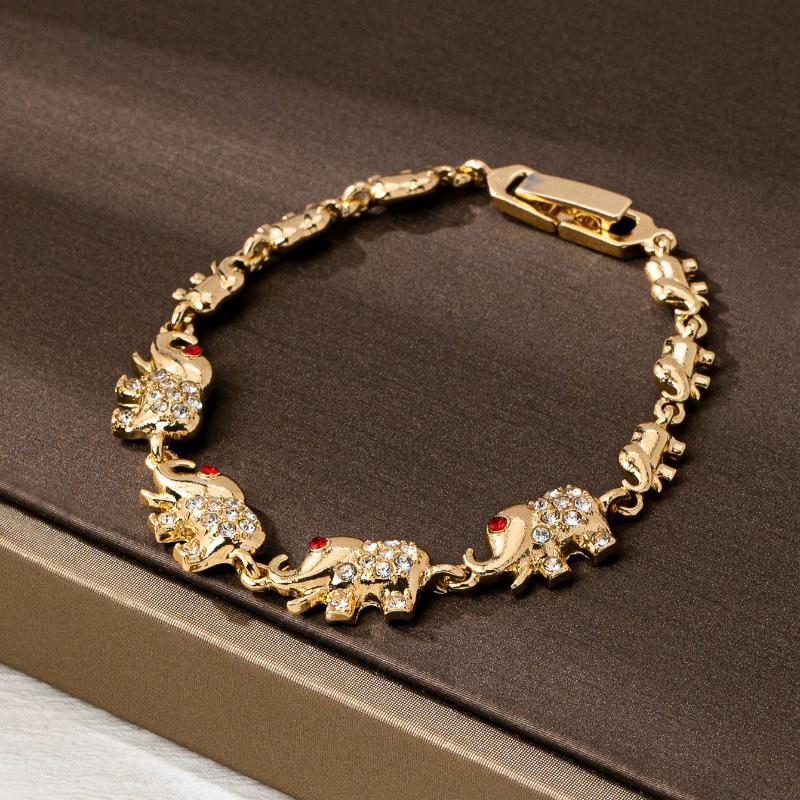 

New Trendy Red Zirconia Elephant Bracelet Retro Fashion Personalized Animal Bangle For Woman Jewelry Gift one size
